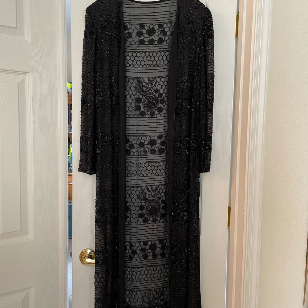 Evening sheer and beaded duster.